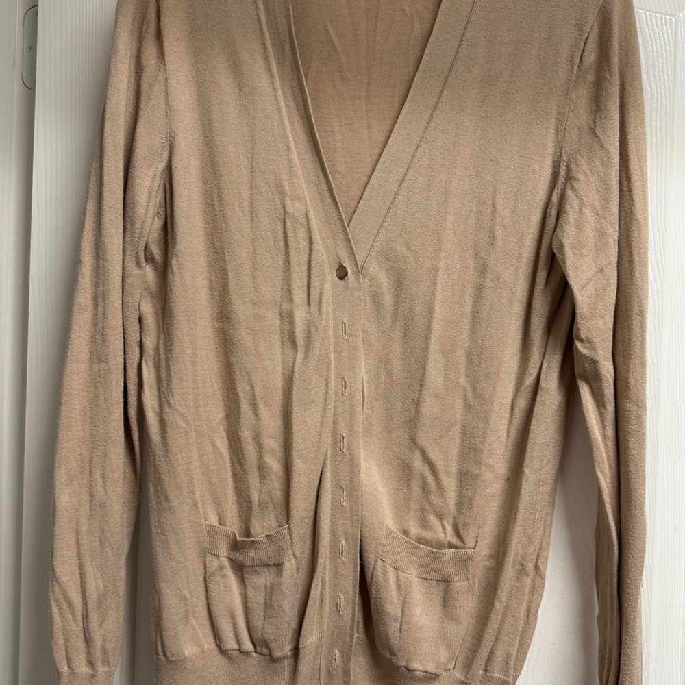 Garnet Hill Women's Beige Cardigan Sweater